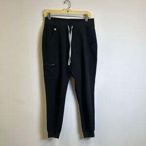 Figs Black Track Pants with Tapered Fit and Soft Fabric
